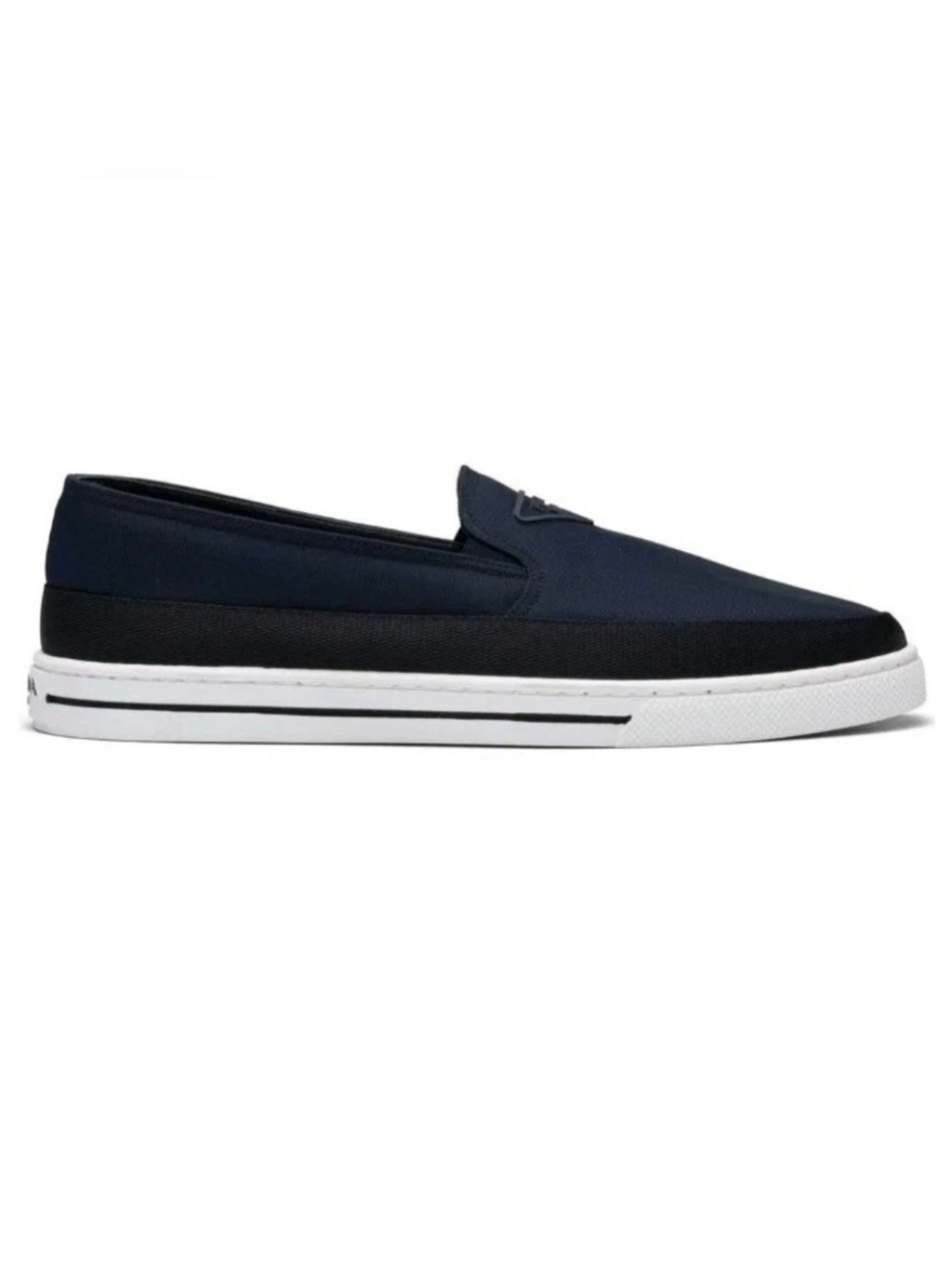 $1,020 PRADA Triangle Logo Slip-On Nylon Blue Sneakers UK 7 US 8 EU 41 BNIB - Picture 2 of 9